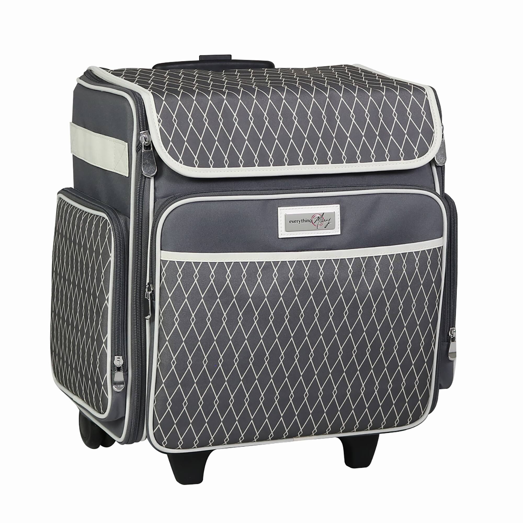 Everything Mary Gray & White Diamond Rolling Scrapbook Travel Case